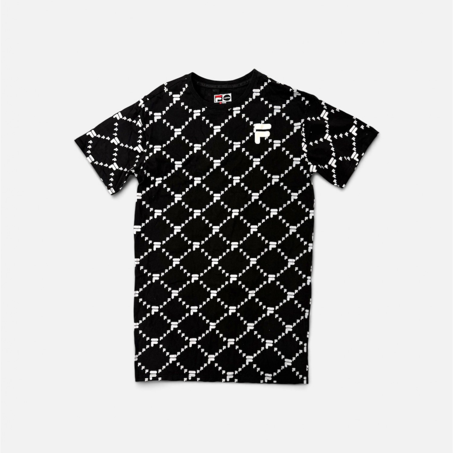 FILA Γυναικείο Μαύρο T-Shirt Φόρεμα με Monogram Print / Pre-Owned